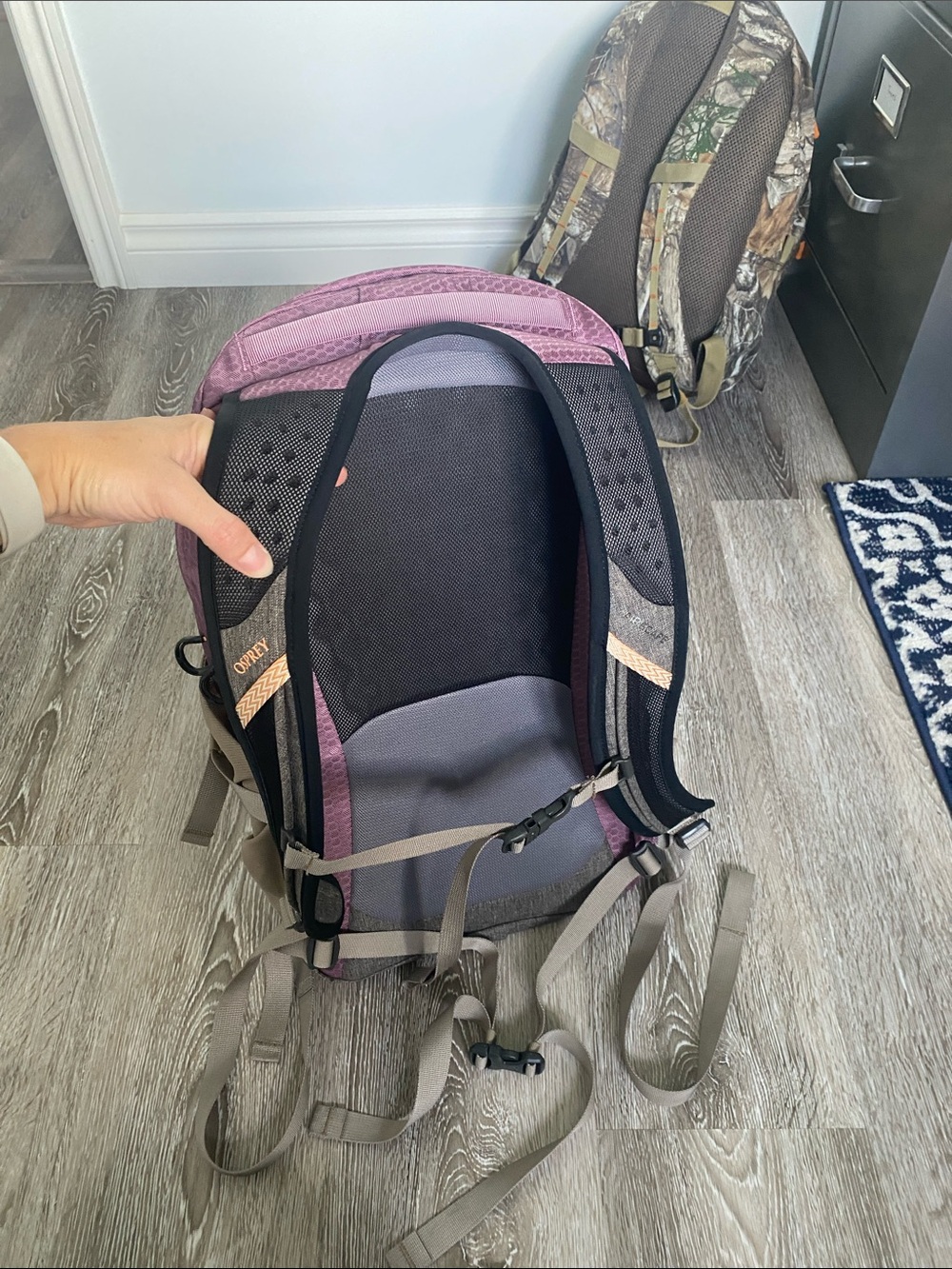 OSPREY Quasar Backpack - Plum and Grey/Brown with Light Orange Accents - Picture 2 of 10